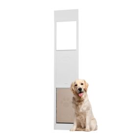 Dog Door For Sliding Glass Door, 75 7/8"-80 11/16" Adjustable Height Doggy Door For Sliding Doors, Aluminum Frame Tempered Glass Pet Door With Hinge S