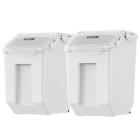 Ingredient Storage Bin, 2 X 15L Dispenser Bin With 2 Measuring Cups, Attachable Casters And Airtight Lid,   Dog Pet Food Storage Container, PP Materia
