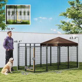 Dog Kennel Outdoor With Waterproof Canopy, Dog Run With Galvanized Chain Link, Secure Lock, For Backyard And Patio, Large And Medium Sized Breeds, Chi