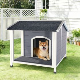 Outdoor Dog House, Weatherproof Wooden Dog Shelter With Asphalt Roof, Raised Floor Design, Easy Assembly, For Small To Medium Dogs
