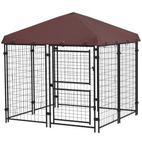 4.6 x 4.6 x 5 Dog Kennel Outdoor with Waterproof Canopy, Large Door