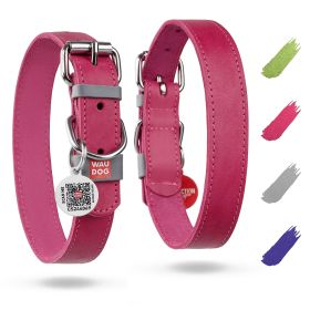 Long Lasting Leather Dog Collar for Large Dogs Medium Small Dogs Adjustable Collar with Durable Buckle D Ring 11-14 inch Neck x 3/5 inch Wide Pin